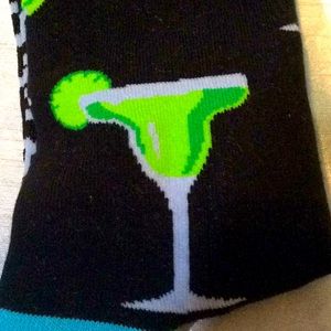 Black Woman’s sock with green Margarita glass, NWT